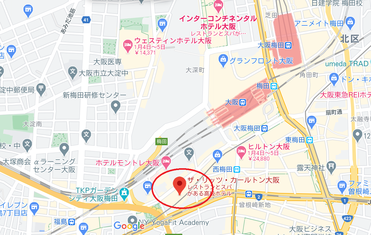 リッツカールトン大阪　地図　